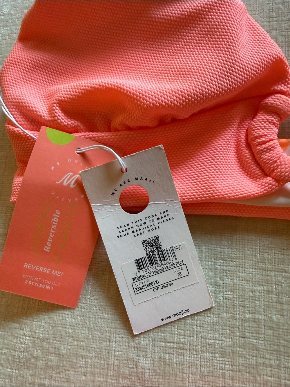 Maaji Reversible Coral Pink Two-Piece Swim Set - Picture 3 of 6